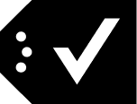 BC Consent Verified Label icon. Black tag shape with a white checkmark in center. On left side are three white dots.