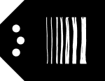 BC Provenance Label icon. Black tag shape with six perpendicular white lines of increasing width. On left side are three white dots.
            
