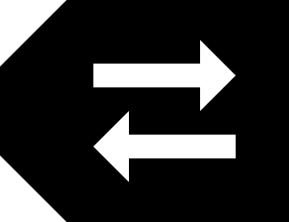 TK Attribution Label icon. Black tag shape with two stacked white arrows, one pointing left and one pointing right.